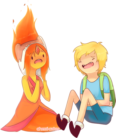 Finn And Princess Bubblegum In Love Image - Flame Princess (420x479), Png Download