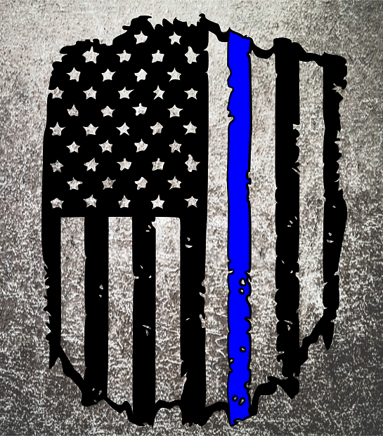 Thin Blue Line- American Flag - Breast Cancer Awareness With Flag T Shirts (545x621), Png Download
