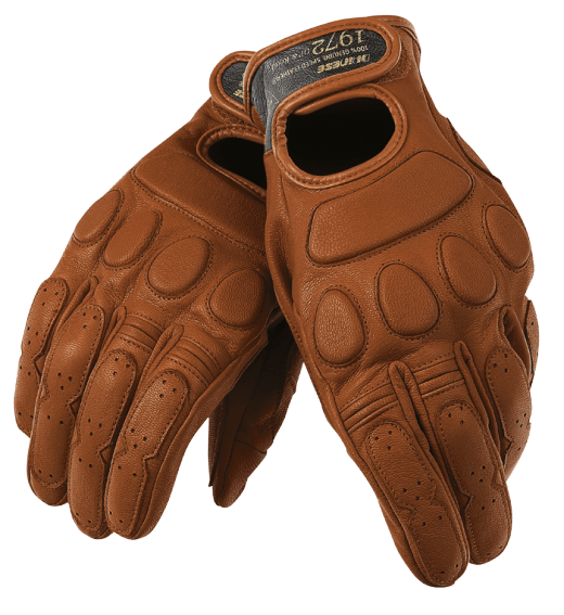 Russell - Brown Leather Biker Gloves (520x567), Png Download
