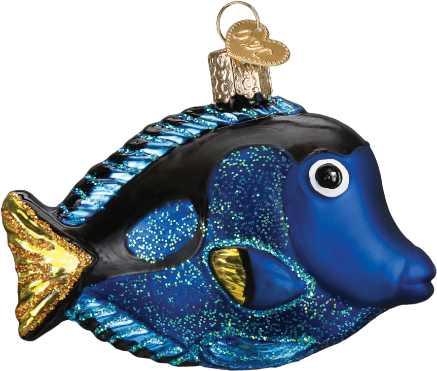 Old World Christmas Pacific Blue Tang Glass Ornament (950x950), Png Download