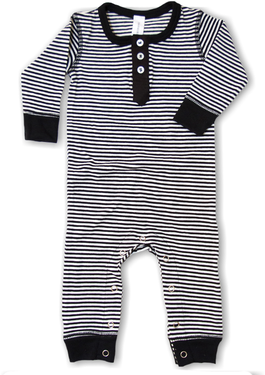 Henley Onesie, Black & White - Frankie & Ava Henley Onesie, Black & White (750x750), Png Download