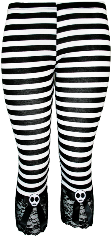 Jessica Louise Women's Black/white Stripe Skull Capri - Dark Striped Leggings Plus Size (600x800), Png Download