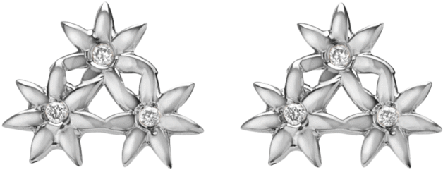 Flower Earring Stud Sterling Silver White Gold Vermeil - Earring (1024x1024), Png Download
