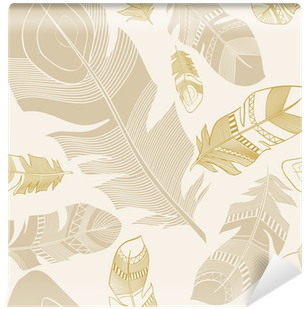 Seamless Ethnic Indian Feathers Plumage Pattern Wall - Motif (400x400), Png Download