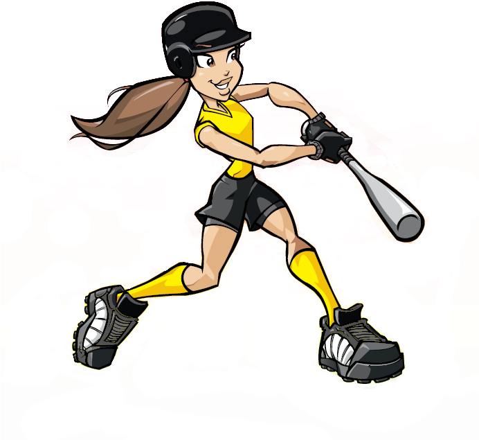 Women's Softball Clip Art Clipart Download - Girl Softball Player Cartoon (691x676), Png Download