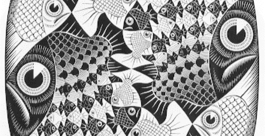 M - C - Escher - Fishes And Scales - Fishes And Scales Escher (1024x525), Png Download