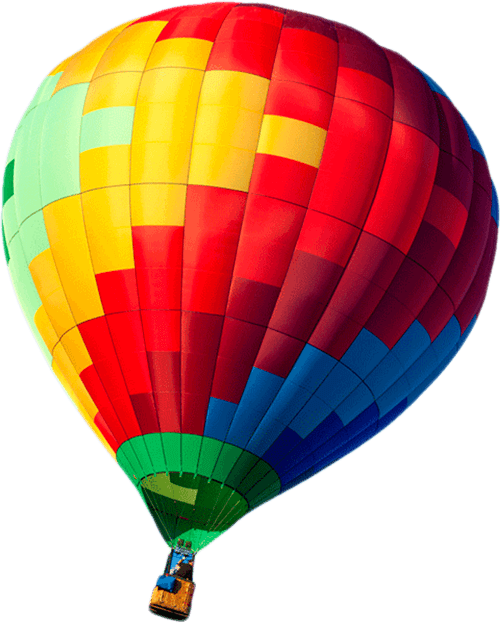 The Night Glows - Colorful Hot Air Balloon Png (500x623), Png Download
