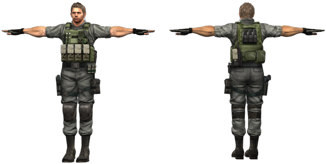 Download Zip Archive - Chris Redfield Model Sheet (750x650), Png Download