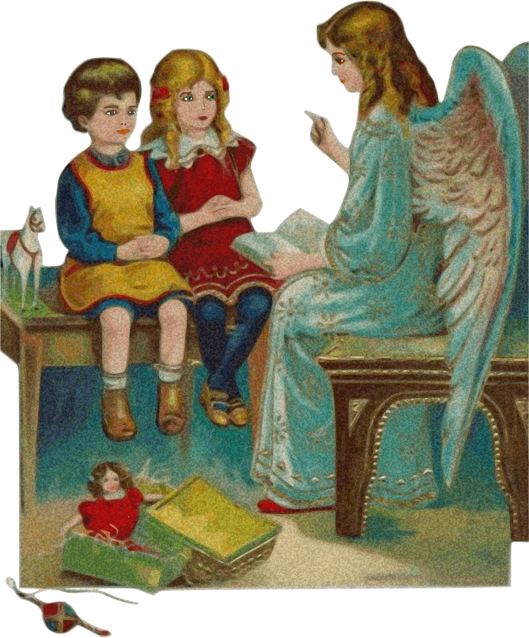 Angel Angelology Children Boy Girl 1347118 - Boy Angel With Girl (1700x2139), Png Download