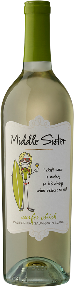 Surfer Chick - Middle Sister Wine (410x1000), Png Download