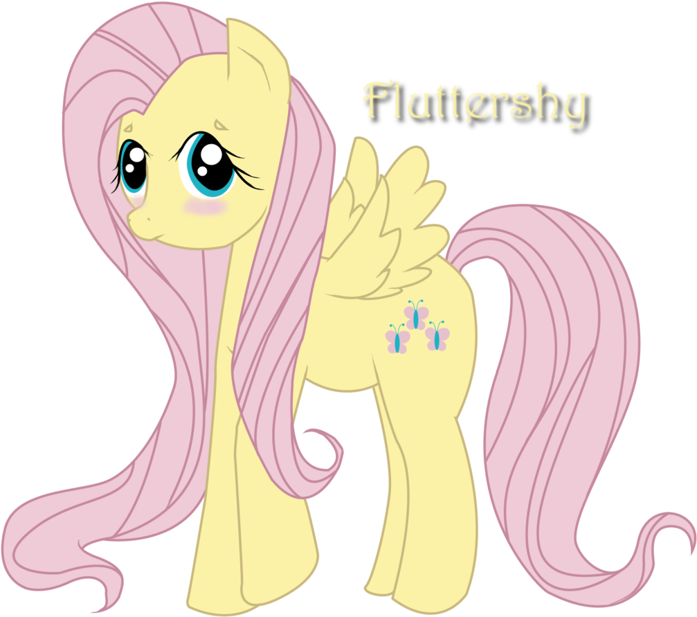 Mii-kami, Fluttershy, Safe, Solo - Cartoon (1099x1024), Png Download