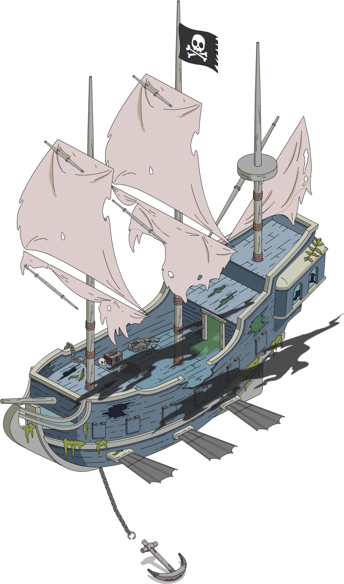 Tapped Out Ghost Pirate Airship - Simpsons Tapped Out Boat (1559x1914), Png Download