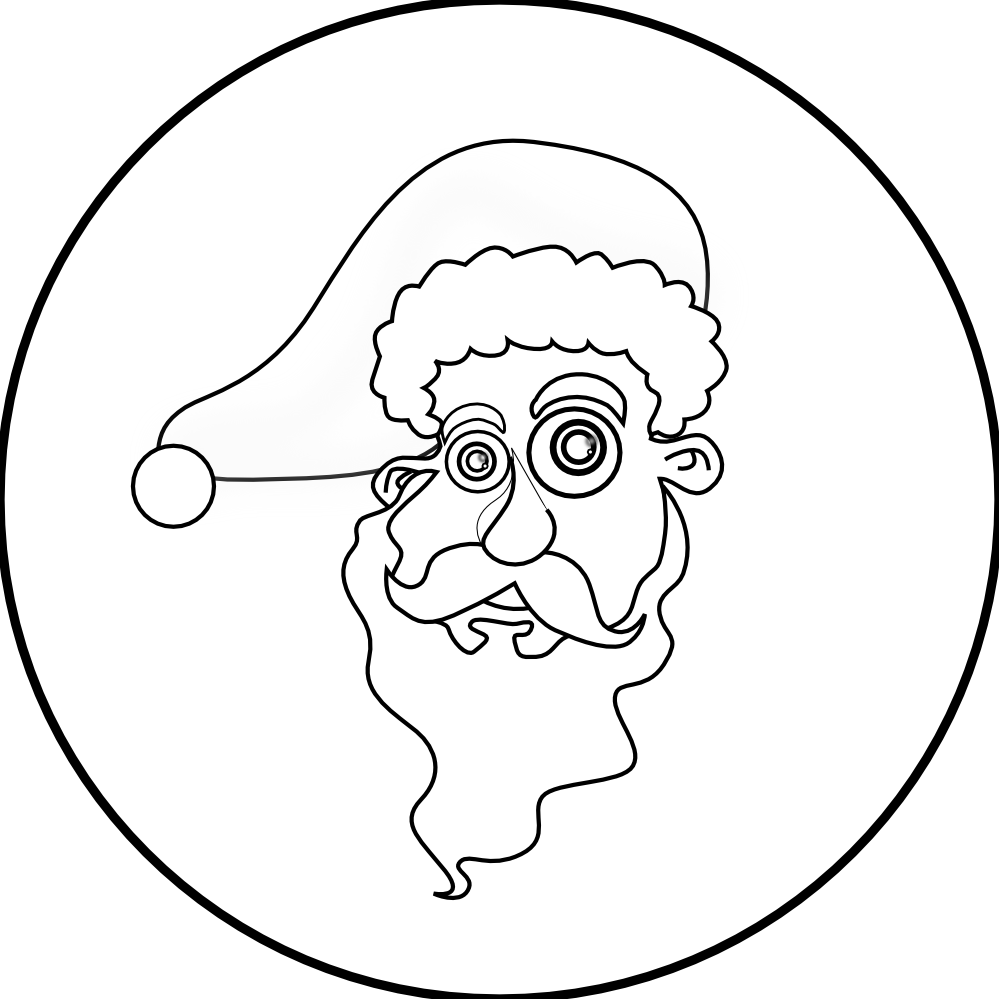 Santa Head Black White Line Kablam 555px - Drawing (555x555), Png Download