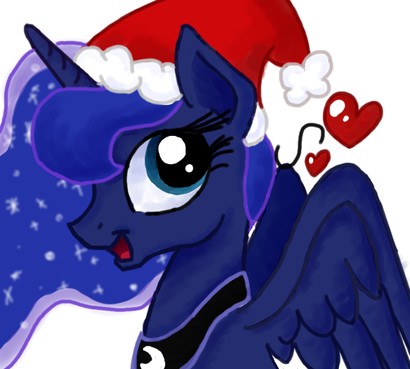 Kittenlollipop, Christmas, Happy, Hat, Head, Heart, - My Little Pony Christmas Luna (581x524), Png Download
