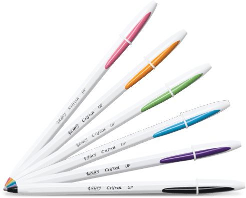 Six Cristal Up Pens Of Different Colors - Generic Bic Cristal Grip Ballpoint Pens (491x395), Png Download