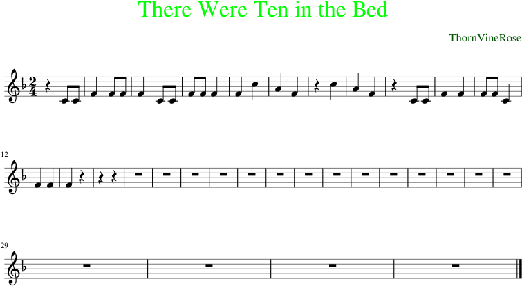 There Were Ten In The Bed Sheet Music Composed By Thornvinerose - Document (827x1169), Png Download