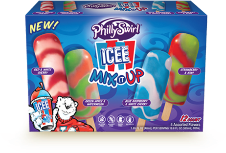 Red & White Cherry Green Apple & Watermelon Blue Raspberry - Philly Swirl Italian Ice Swirls (703x343), Png Download