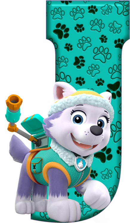 Alfabeto De Everest De Paw Patrol Oh My Alfabetos Minions - Paw Patrol Everest And Tracker (436x745), Png Download