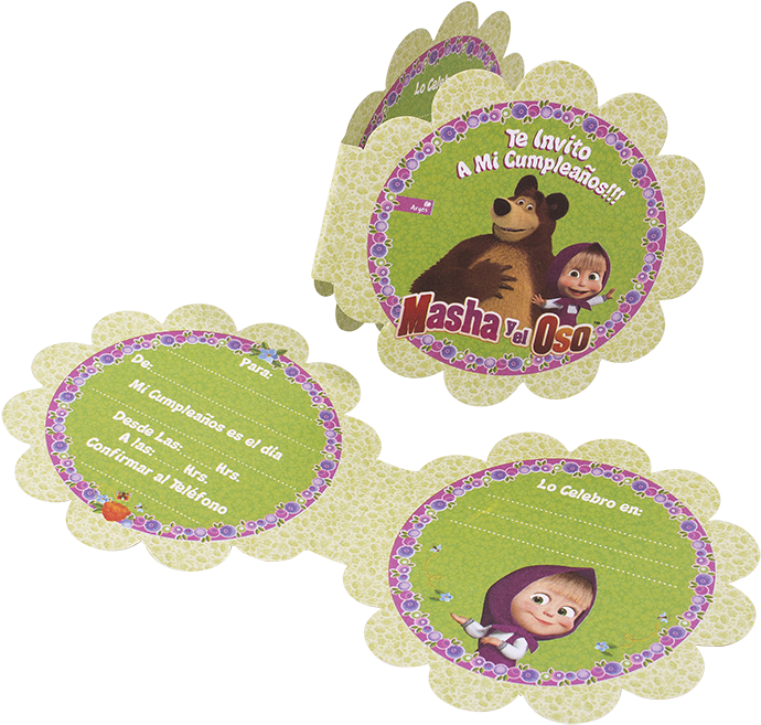 Linea Masha Y El Oso - Tarjetas De Invitacion De Masha Y El Oso (800x717), Png Download