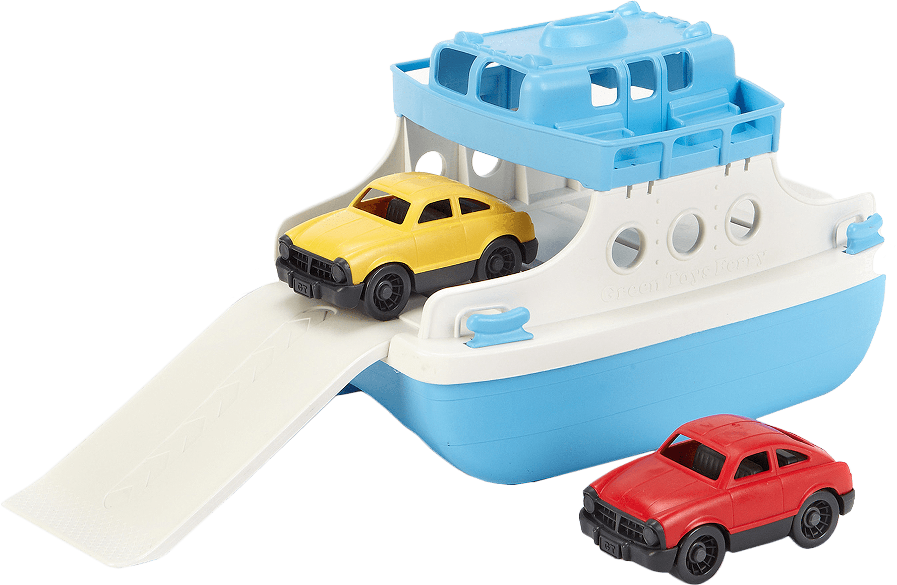Green Toy Ferry Boat With Cars (1779x1160), Png Download