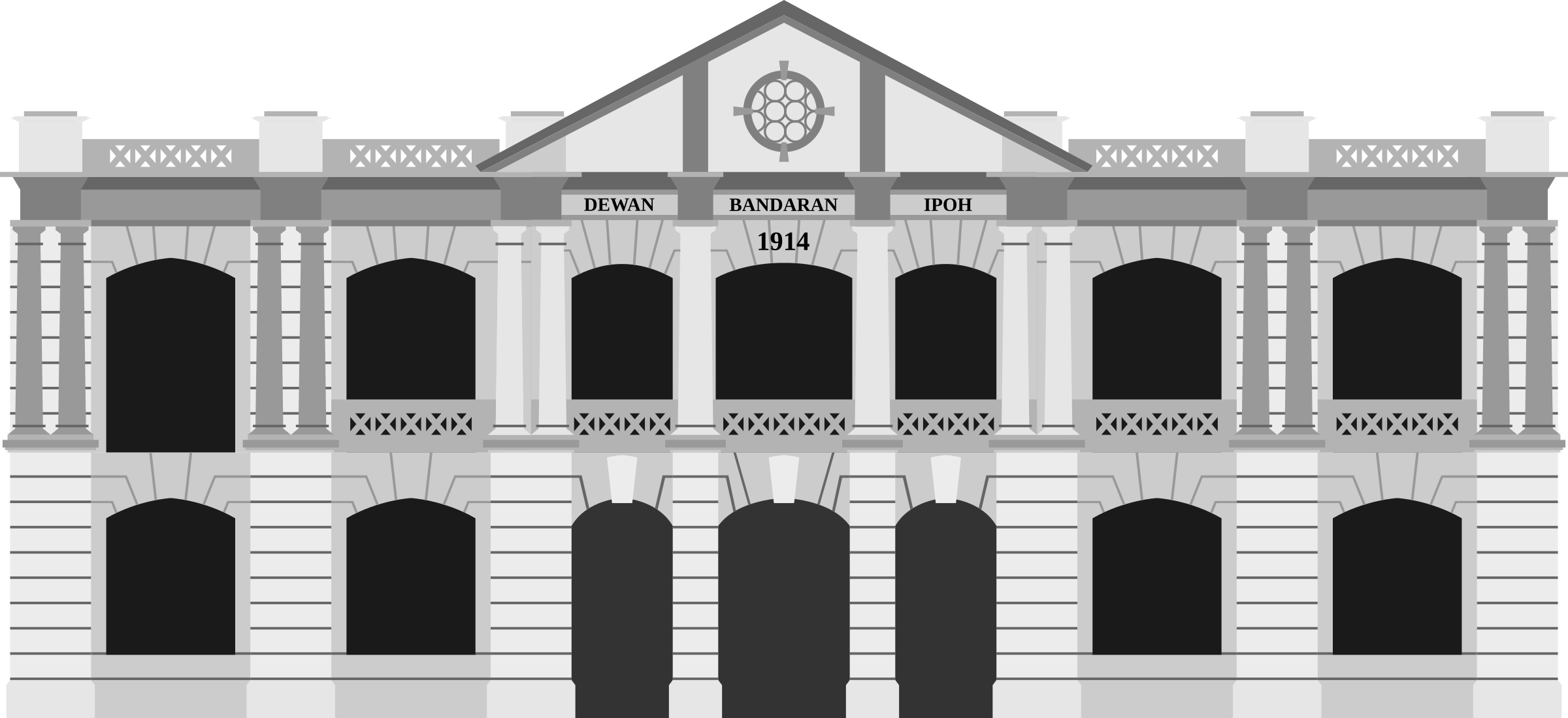 This Free Icons Png Design Of Ipoh City Hall Building (2400x1099), Png Download
