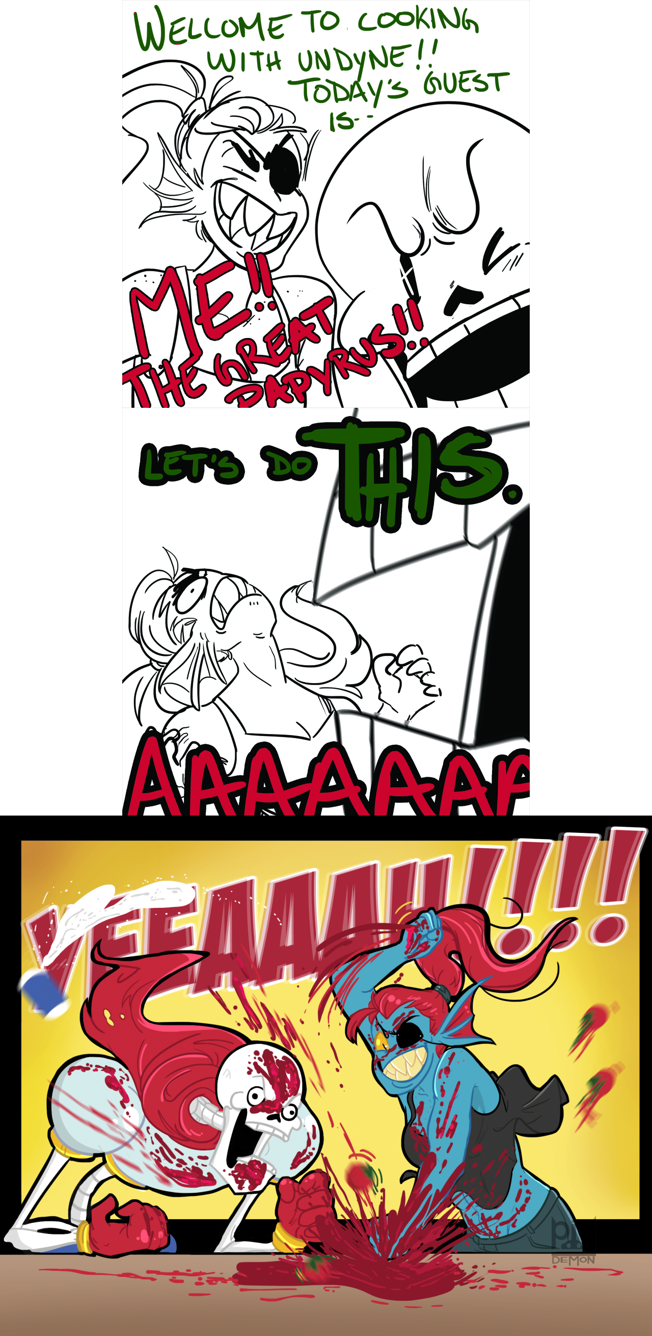 Wellome To Lookin Is- Let's Do Demon - Cooking With Undyne Meme (1280x2621), Png Download