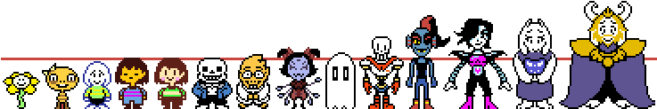 “i Made An Undertale Height Chart I Organized Them - Undertale Mettaton Pixel Art (736x190), Png Download