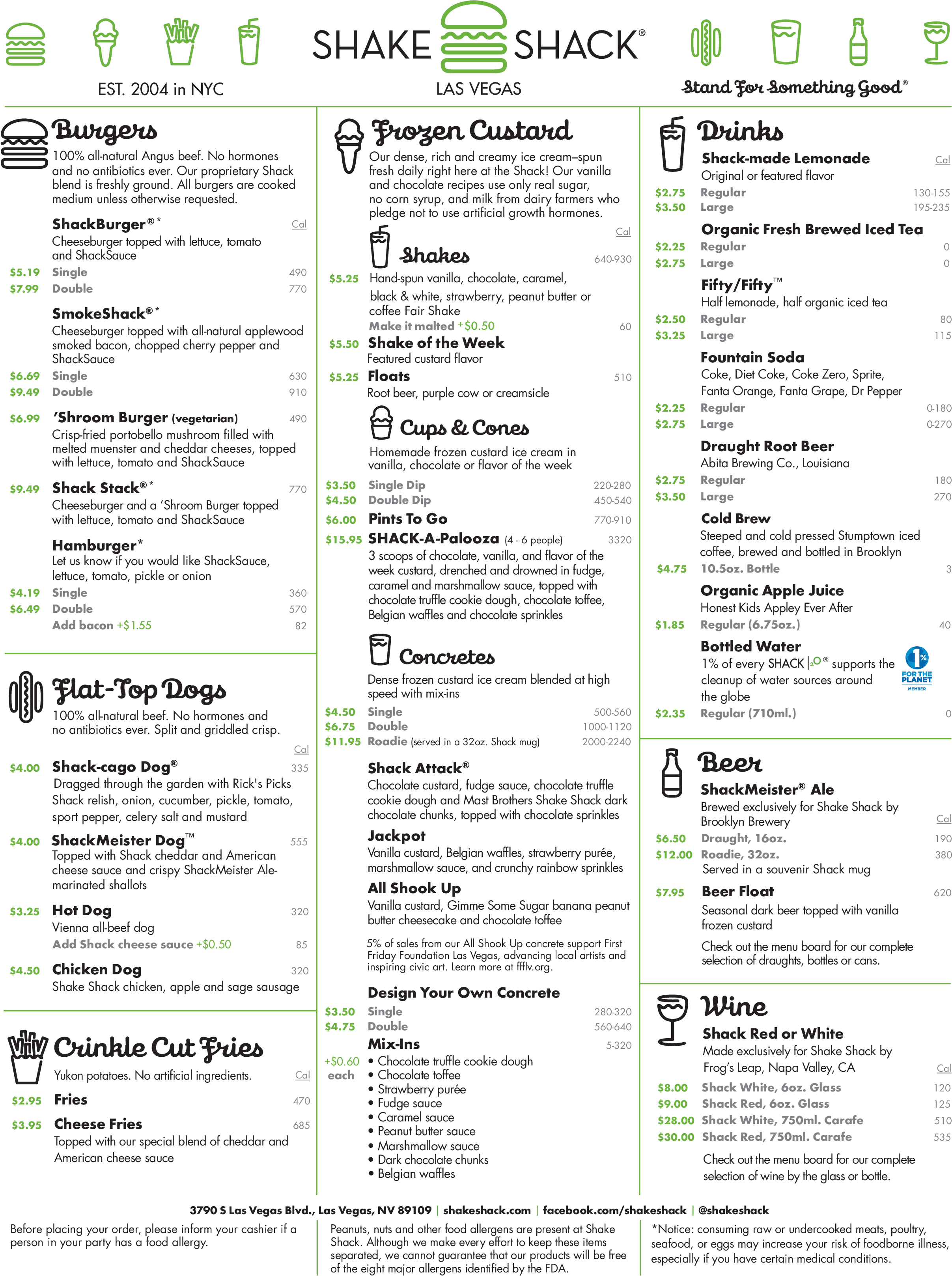 Shake shack prices deals