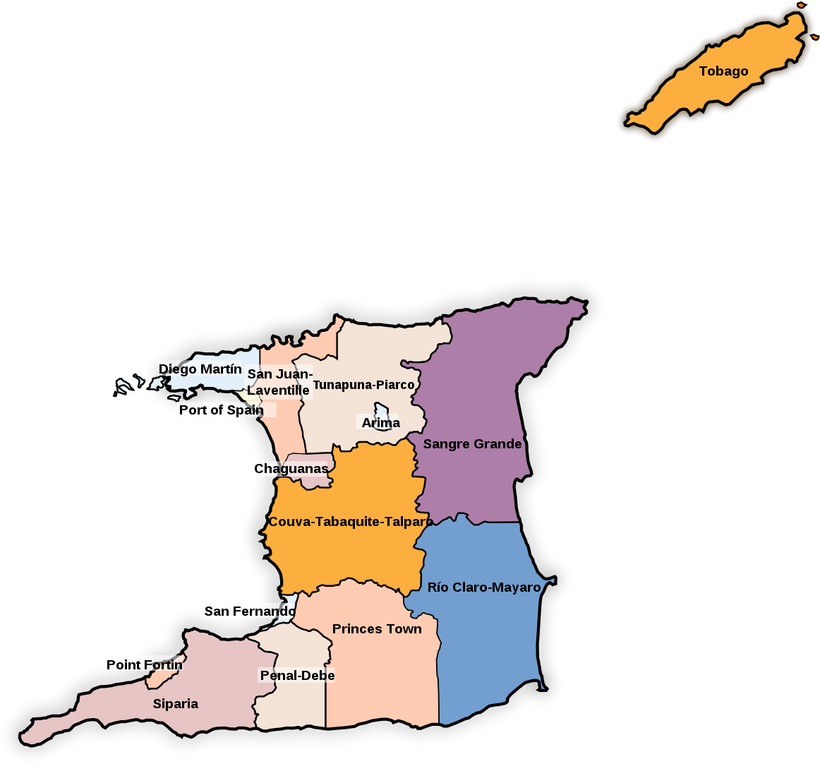 Regional Corporations And Municipalities Of Trinidad - Trinidad And Tobago Regional Corporations (1200x1126), Png Download