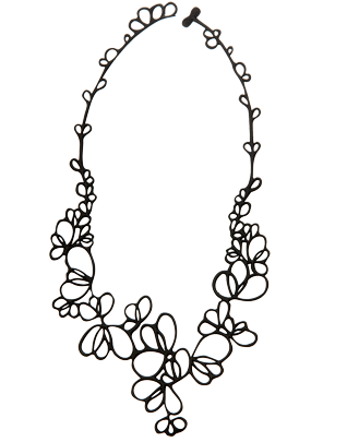 Petals Necklace - Black Flower-petal Necklace - Petals Collier (407x407), Png Download