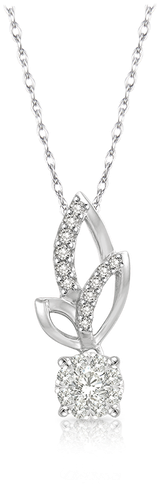 Ferns And Petals Diamond Pendant In White Gold - Pendant (498x498), Png Download