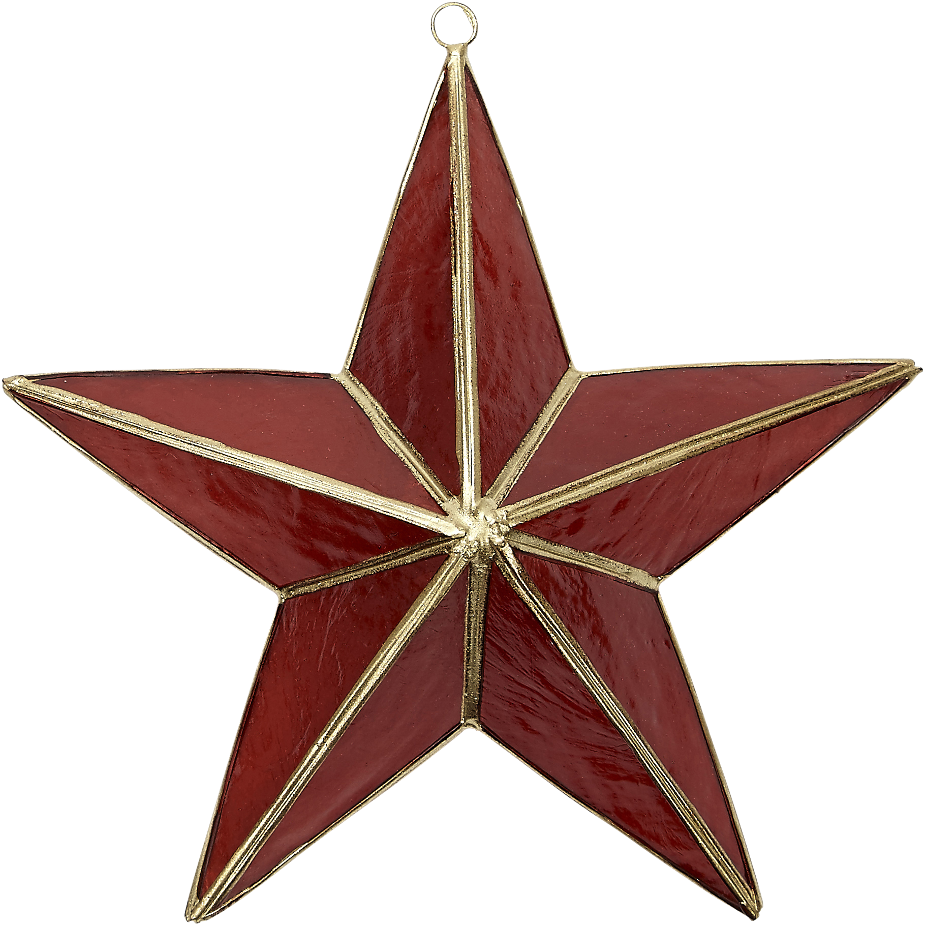 Capiz 3d Star Ornament In Red & Gold - Capiz 3d Star Ornament In Red & Gold (2059x2259), Png Download