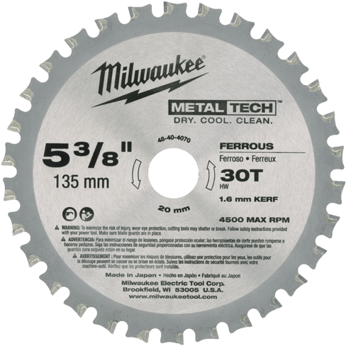 5-3/8" 30 Teeth Ferrous Metal Circular Saw Blade - 135mm Circular Saw Blade (520x520), Png Download