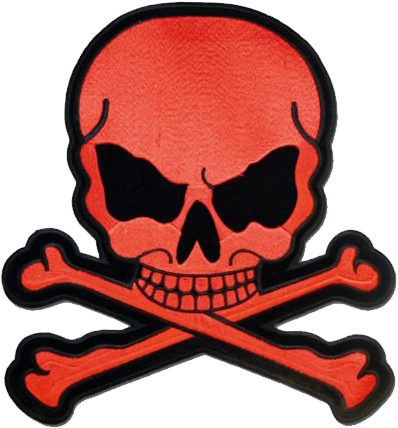 Red Monster Skull Crossbones Patch / Sku Grl Mk3 Dl - Skull And Bones Biker Patch (454x466), Png Download