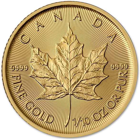 Sell 1 Oz Gold Canadian Maple Leaf - Canada Gold Coin 1 10 (600x600), Png Download
