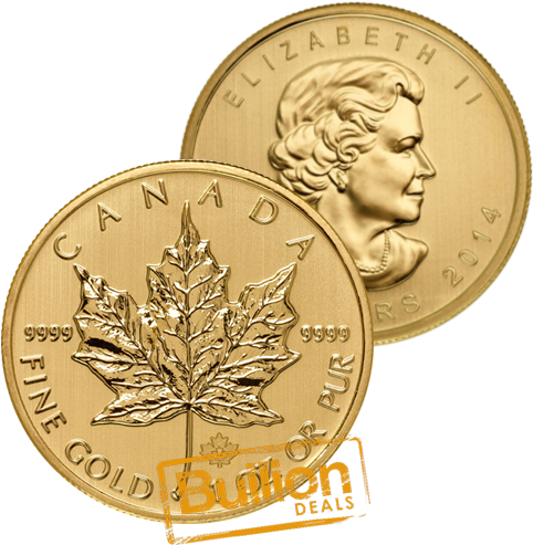 2014 Canadian Maple Leaf Gold 1 Oz Coin Bulk - Canadian Maple Leaf (500x500), Png Download