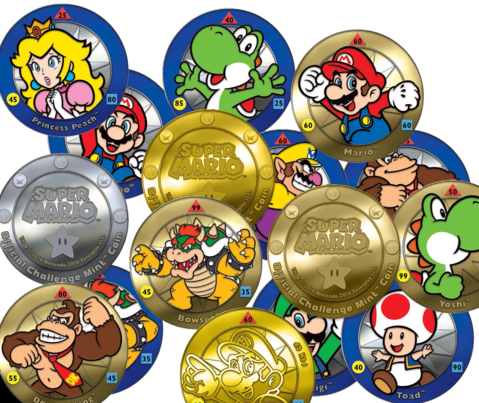 Super Mario Challenge Coins - Nintendo Super Mario Time To Team Up 50-by-60-inch (479x403), Png Download
