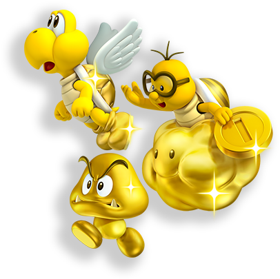 Mario Gold Enemies (500x450), Png Download