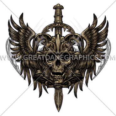 Zombie Skull & Wings - Zombie Wing (369x385), Png Download