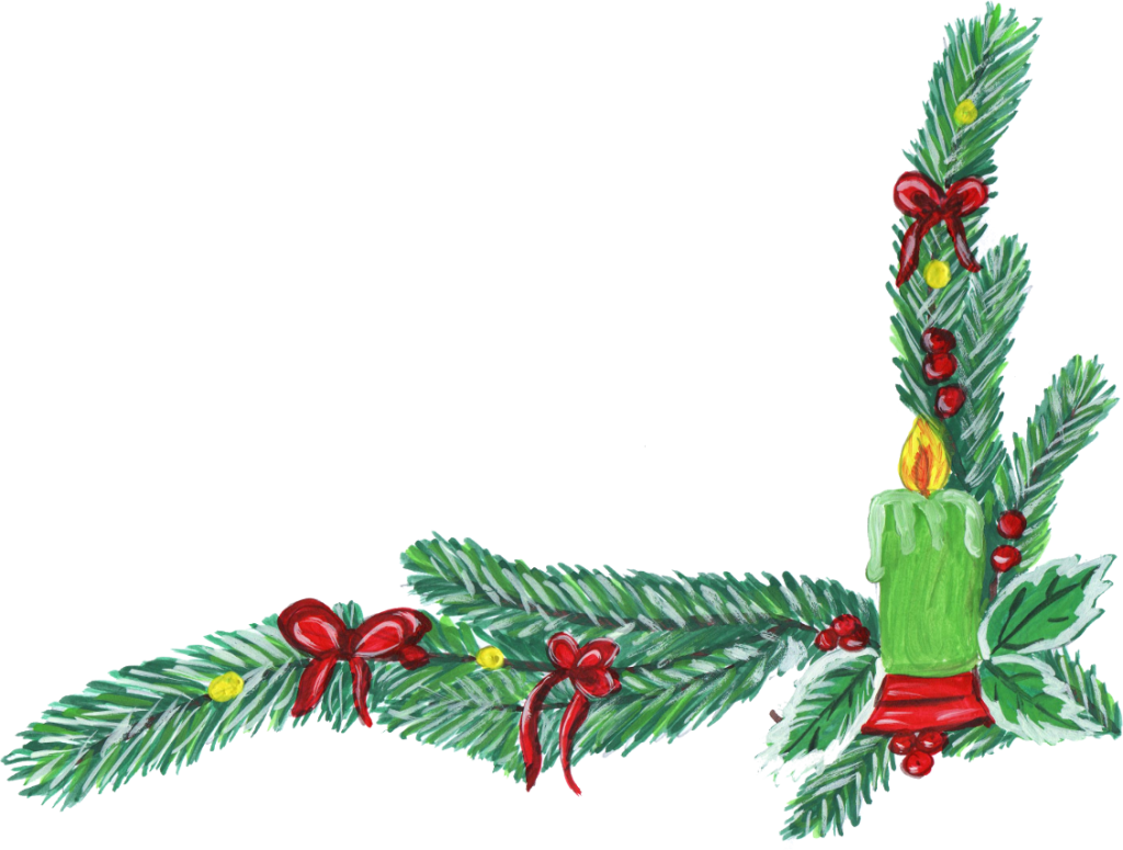 Christmas Corner Decoration - Png Corner Wreath (1024x775), Png Download