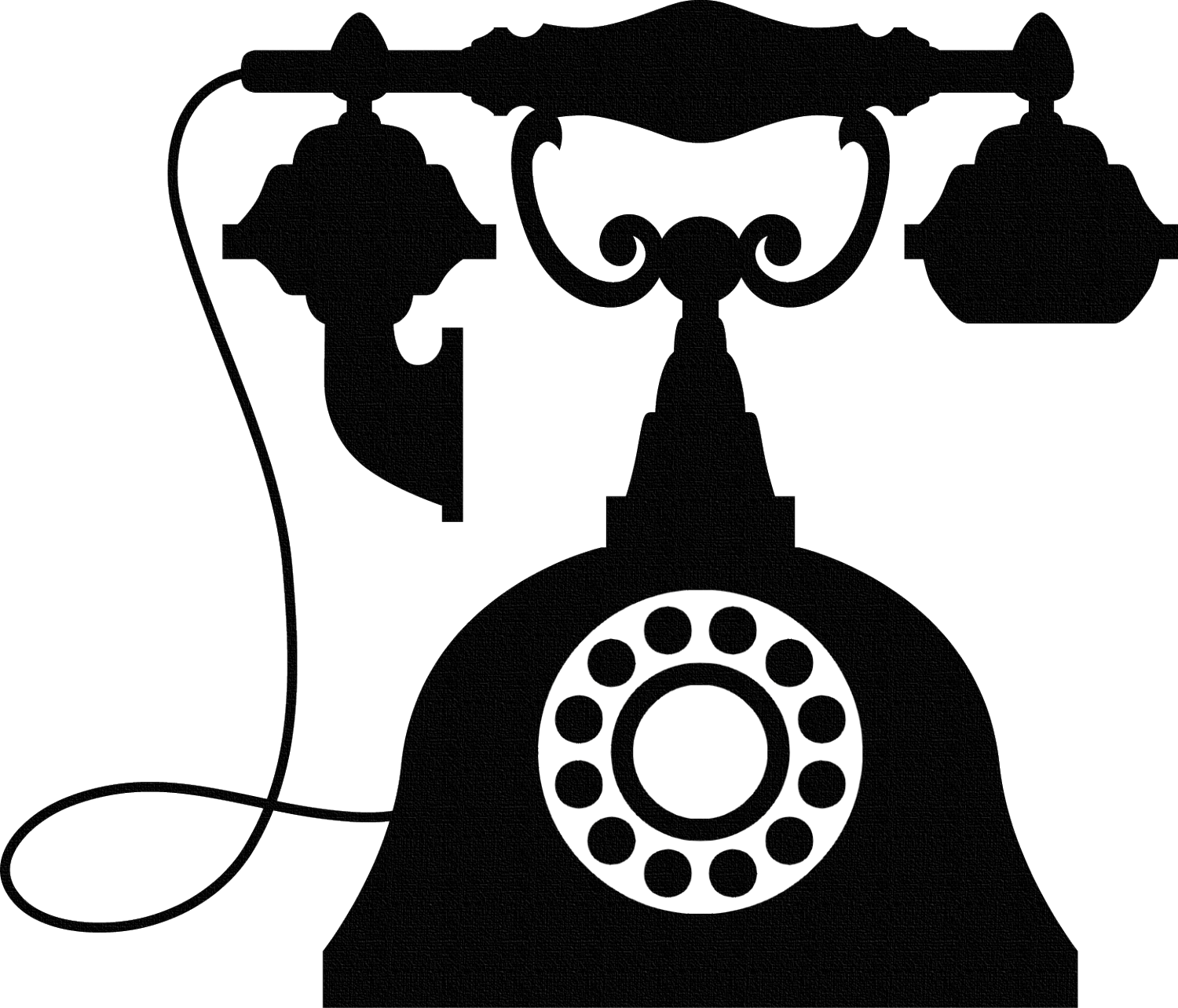 Brown Rotary Telephone - Old Phone Clipart (1500x1284), Png Download