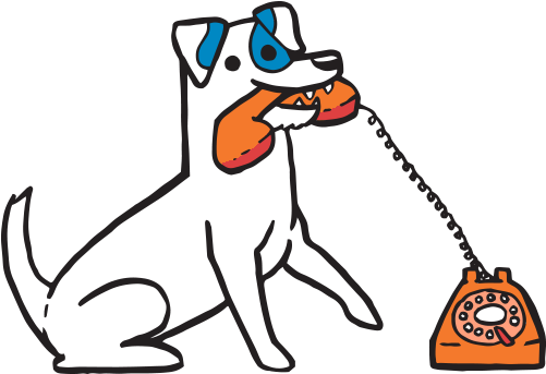 Jack Russell Terrier Illustration With A Rotary Phone - Mobile Phone (500x500), Png Download