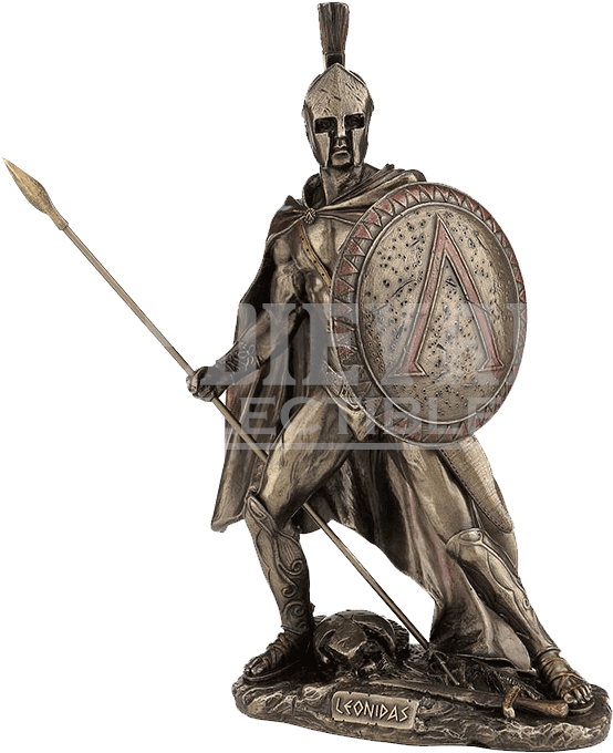 Leonidas With Spear And Shield Bronze Statue - Unicorn Studios Wu76935a4 Leonidas With Spear & (689x689), Png Download