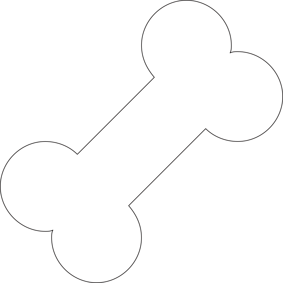 Dog Bone Outline Clip Freeuse - Line Art (982x982), Png Download
