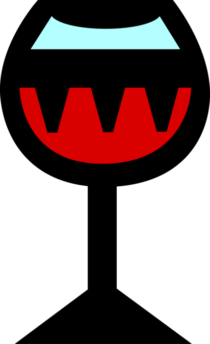 Vector Illustration Of Glass Of Red Wine Alcohol Beverage (428x700), Png Download