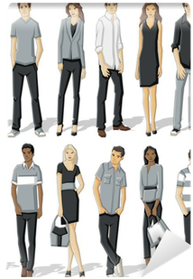 Group Of Fashion Cartoon Young Business People - Illustration (400x400), Png Download