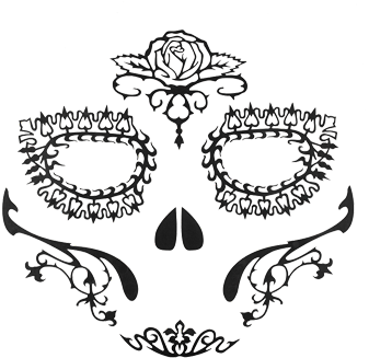 Face Lace Sugar Skull (350x450), Png Download
