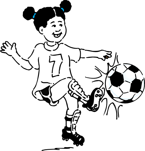 Play Soccer Clipart Black And White (570x595), Png Download