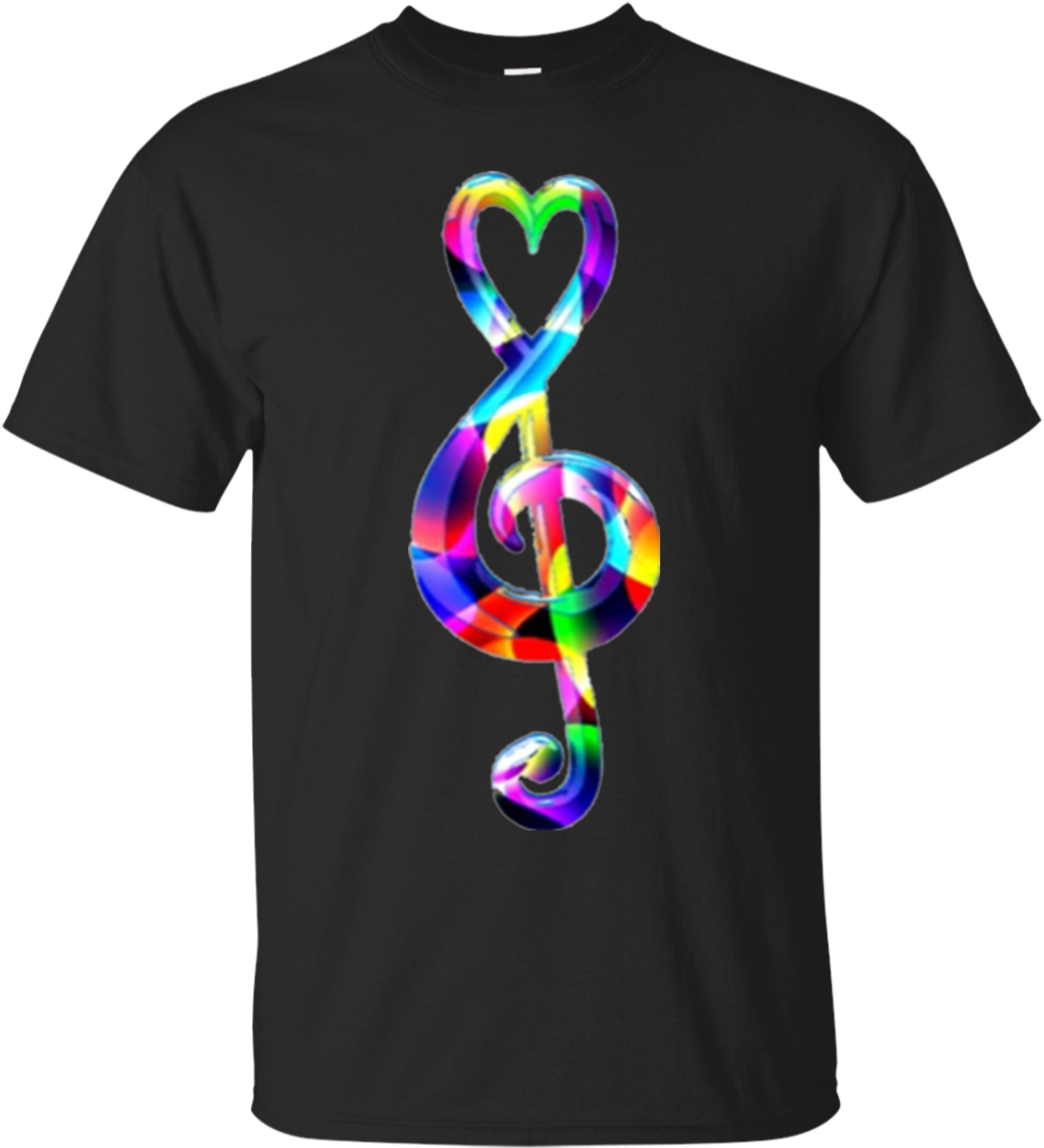 Download Colorful Rainbow Heart Treble Clef T-shirt Musical - Prodigy ...