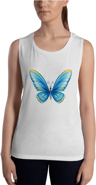 Ladies' Cute Butterfly Muscle Tank Top - T-shirt (600x600), Png Download